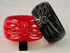 LG113 wide cut out resin bangles in red or black